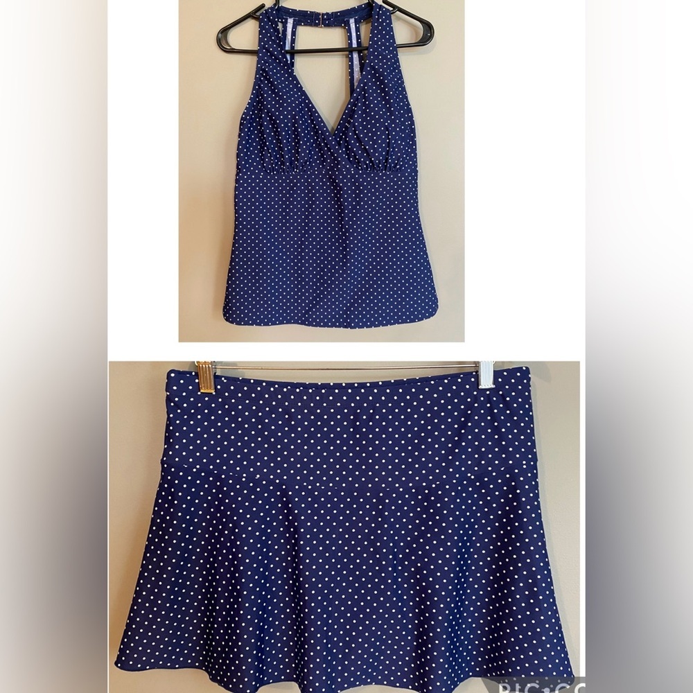 Miladays Tankini and Skirt Swimsuit Polka Dots Size 40/42